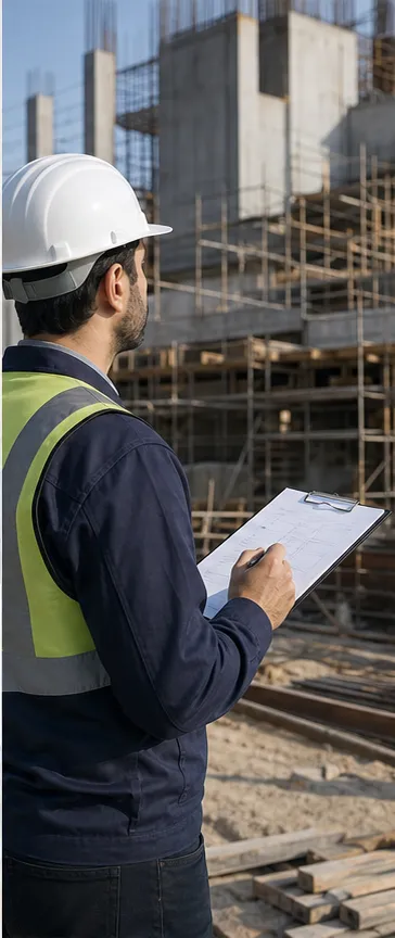 بازدید مهندس ناظر از پروژه ساختمانی